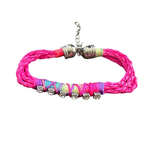 Hot Pink Braided Punk Woven Bracelet - Picture 1 of 6